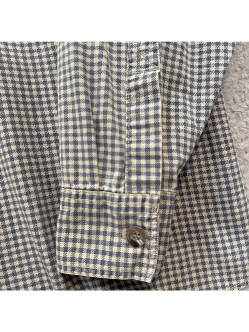 Vintage 90s Levi's Casual Houndstooth Women's L Shirt Blue White Relaxed Cotton - Picture 6 of 9